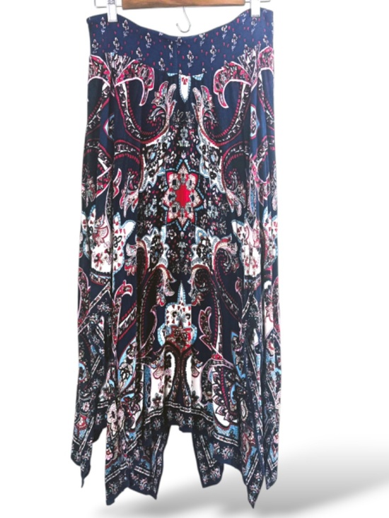 Bila Dresses & Skirts - boho festival paisley handkerchief hem blue maxi skirt flowy gypsy size large